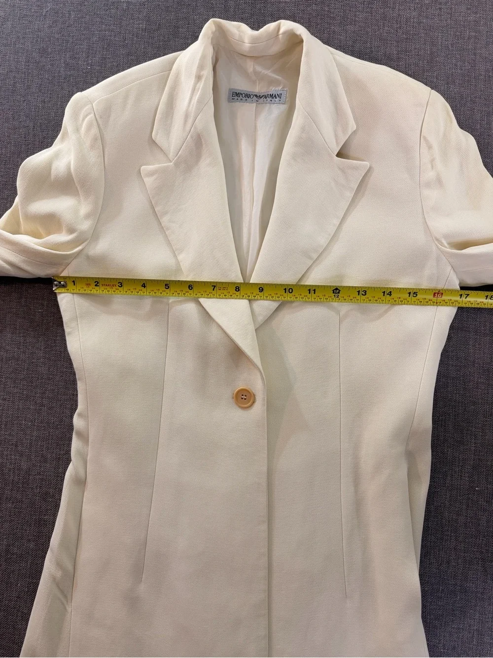 Emporio Armani Vintage Cream Single-Button Trench Coat Small Made In Italy